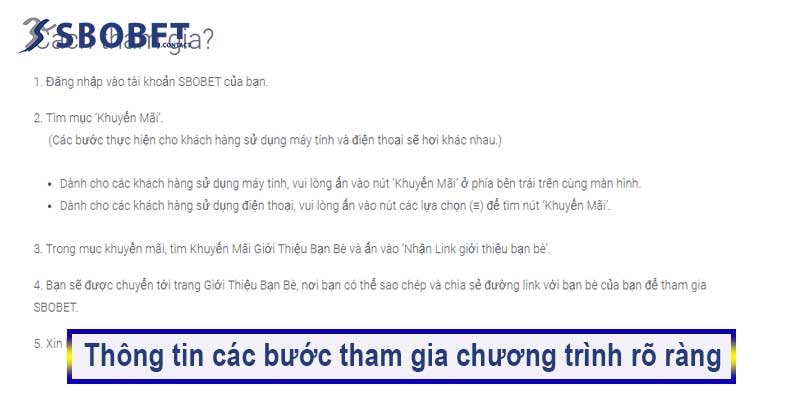 Thông tin các bước tham gia chương trình rõ ràng