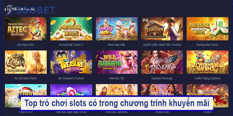 Top trò chơi slots có trong chương trình khuyến mãi